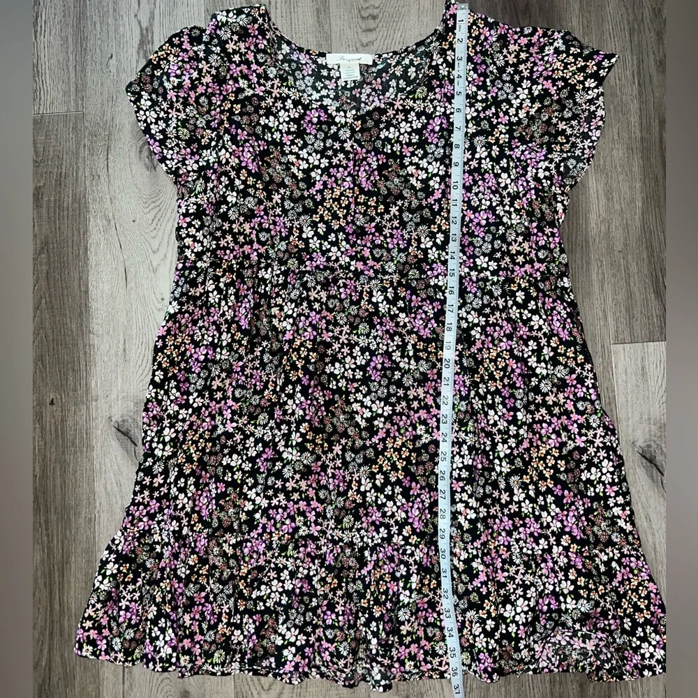 Passport Beautiful Floral Black and Pink Cottage Dress Size 2X - Picture 6 of 8